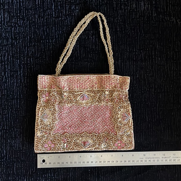 Handmade Wristlet Beaded Sequins Vintage Purse High Quality craftsmanship 9”x 7” - Picture 3 of 11